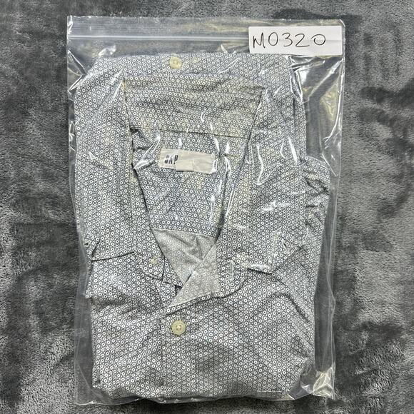 Gap Button Down Shirt Mens XL White/Blue Slim Fit Collared Geometric Print - Picture 9 of 9